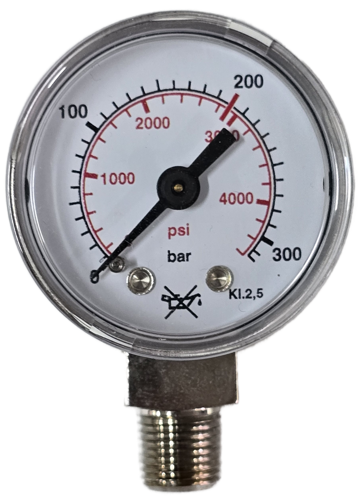 Manometer verchroomd, 50 mm, onderaansluiting 1/4NPT(u)