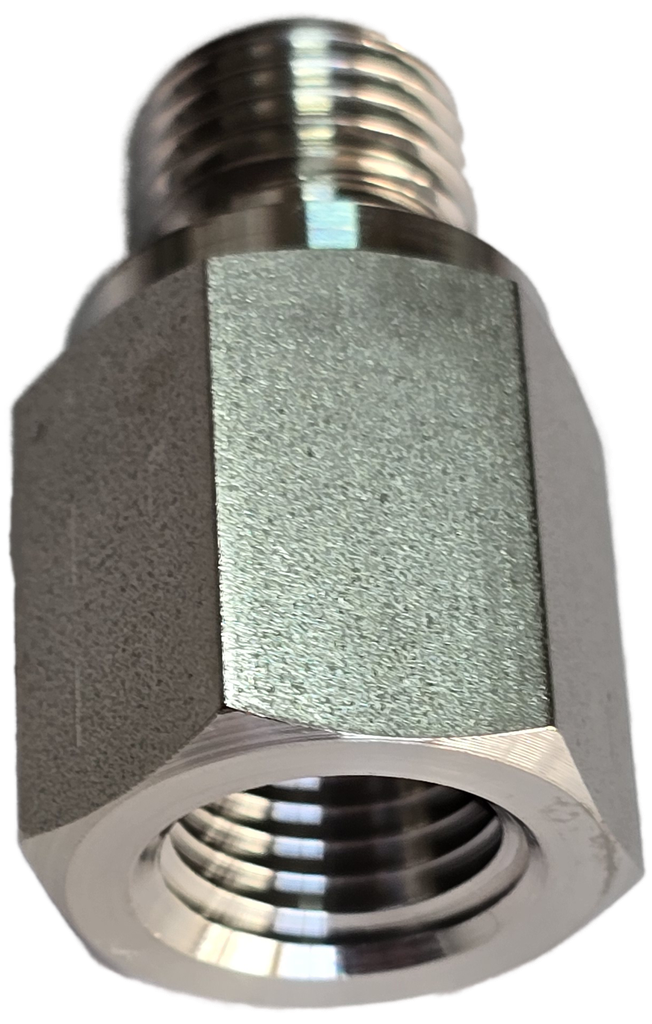 Adapter, RVS, NPT1/4" (i) x G1/4" (u, hol) - ingangsadapter