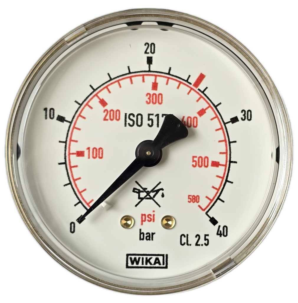 Manometer messing, 63 mm, achteraansluiting NPT 1/4" (u)