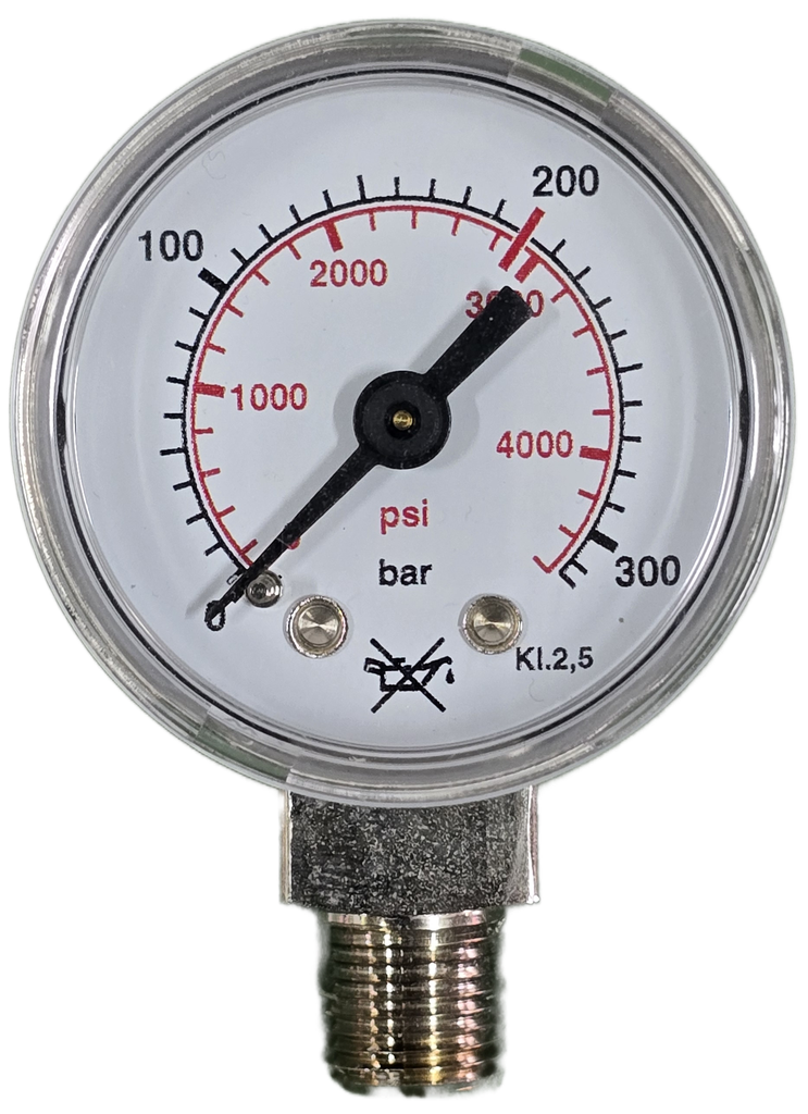 Manometer RVS, 50 mm, onderaansluiting 1/4"NPT(u)