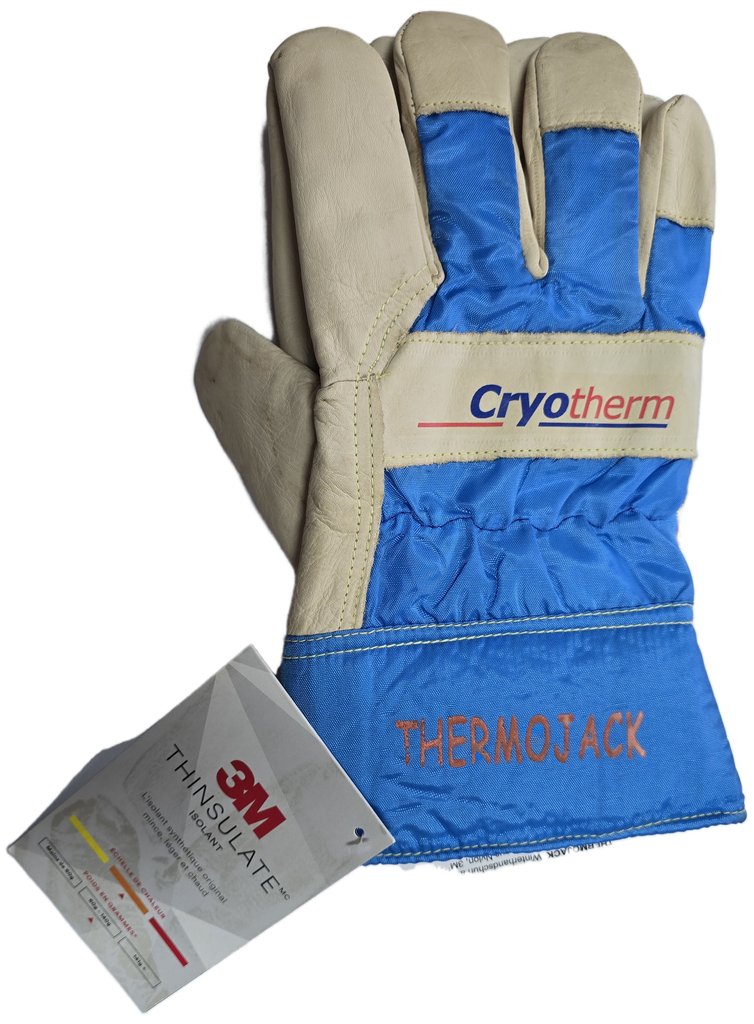 Leren veiligheidshandschoenen met Cryotherm logo, per paar