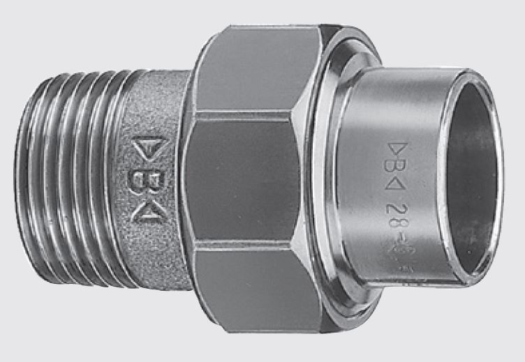 Koppeling 3-delige soldeer, Brons, G1/2" (u) x 15 mm, gereinigd