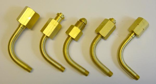 Cilinderaansluiting, Messing, NEN3268, gebogen pen, G1/4", Zeskant, (incl. dichtring)