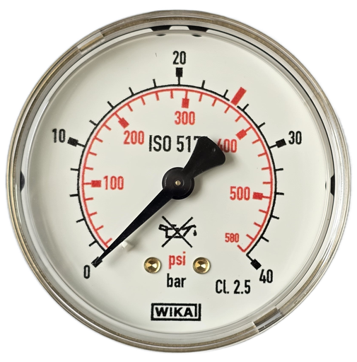 Manometer messing, 63 mm, achteraansluiting NPT 1/4" (u)