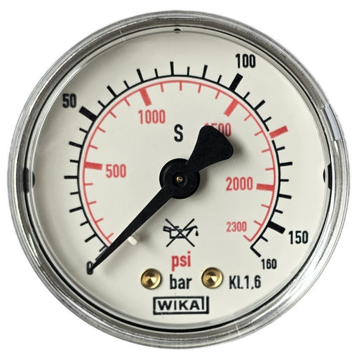 Manometer verchroomd, 50 mm, achteraansluiting, 1/4/ NPT (u)