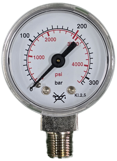 Manometer RVS, 50 mm, onderaansluiting 1/4"NPT(u)